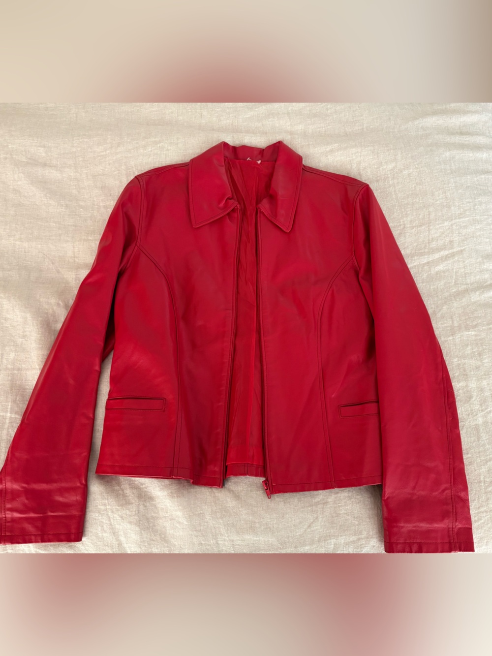 Vintage Vera Pelle Red Italian Leather Jacket